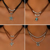Jewelry Alloy Cactus Geometric Punk Style Electroplating Necklace