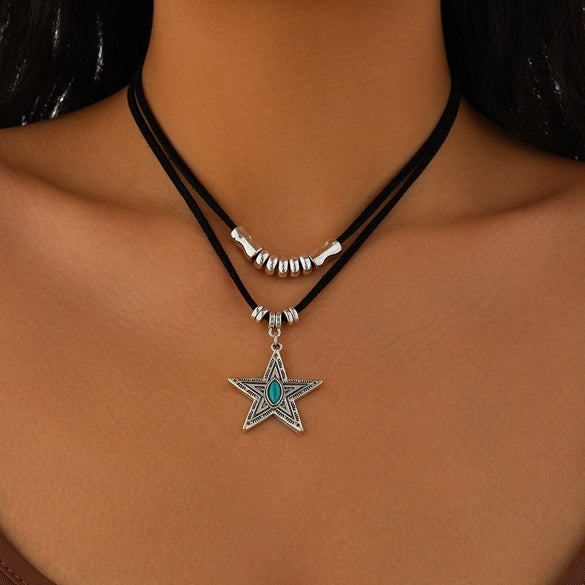 Jewelry Alloy Cactus Geometric Punk Style Electroplating Necklace