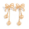 Jewelry Alloy Ccb Copper Chain Heart Shape Bow Tassel Bead Long Earrings For Women