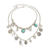 Jewelry Alloy Clavicle Chain Necklace With Geometric Pattern Electroplated Punk Style And Imitation Turquoise Beads