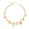 Jewelry Alloy Colorful Ceramic Bead Necklace Sweet Heart Bow Pendant Bracelet With Star Pattern Electroplated