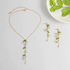 Jewelry Alloy Copper Chain Imitation Pearl Flowers Electroplated Necklace Earrings Set