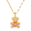 Jewelry Alloy Copper Love Bear Pendant Necklace With Diamond Microinlay Electroplating Water Wave Chain Animals Zodiac Style