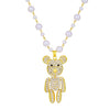 Jewelry Alloy Copper Love Bear Pendant Necklace With Diamond Microinlay Electroplating Water Wave Chain Animals Zodiac Style