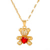 Jewelry Alloy Copper Love Bear Pendant Necklace With Diamond Microinlay Electroplating Water Wave Chain Animals Zodiac Style