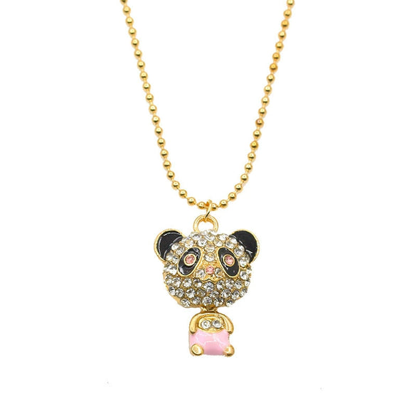 Jewelry Alloy Copper Love Bear Pendant Necklace With Diamond Microinlay Electroplating Water Wave Chain Animals Zodiac Style