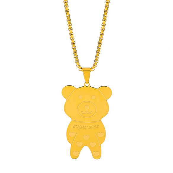 Jewelry Alloy Copper Love Bear Pendant Necklace With Diamond Microinlay Electroplating Water Wave Chain Animals Zodiac Style