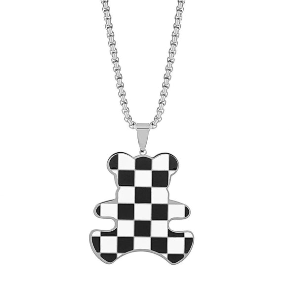 Jewelry Alloy Copper Love Bear Pendant Necklace With Diamond Microinlay Electroplating Water Wave Chain Animals Zodiac Style