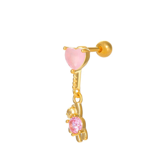 Jewelry Alloy Copper Love Bear Pendant Necklace With Diamond Microinlay Electroplating Water Wave Chain Animals Zodiac Style