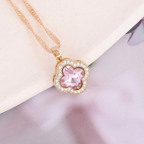 Jewelry Alloy Copper Multicolor Zircon Flower Women's Fashion Water Wave Chain Electroplating Clavicle Necklace