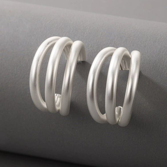 Jewelry Alloy Cshaped Semicircle Geometric Electroplated Earrings