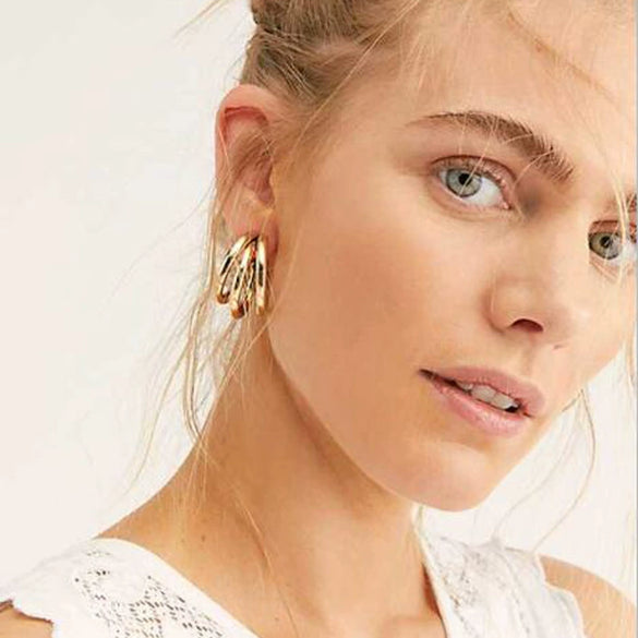 Jewelry Alloy Cshaped Semicircle Geometric Electroplated Earrings