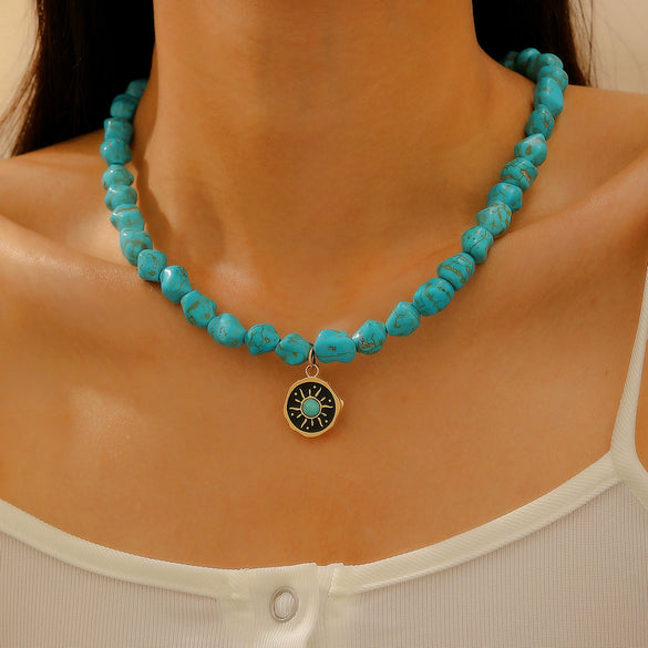 Jewelry Alloy Devil's Eye Geometric Handmade Bohemian Style Necklace For Women