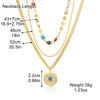 Jewelry Alloy Devil's Eye Pendant Multilayer Necklace With Geometric Wave Pattern And Electroplating Treatment For Women