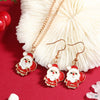 Jewelry Alloy Dripping Oil Plant Flowers Pattern Earrings Necklace 2Piece Set For Women