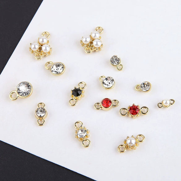 Jewelry Alloy Electroplating Double Hanging Diamond Cup Pearl Pendant Earrings Necklace Accessories With Line Pattern