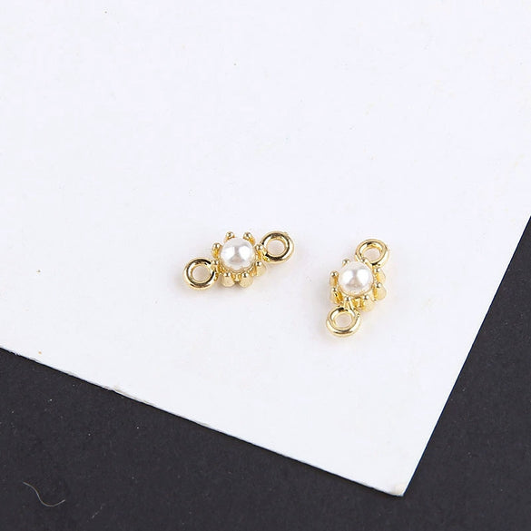 Jewelry Alloy Electroplating Double Hanging Diamond Cup Pearl Pendant Earrings Necklace Accessories With Line Pattern