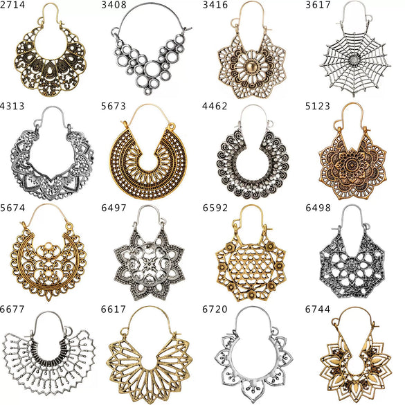 Jewelry Alloy Electroplating Geometric Semicircular Cshaped Fanshaped Earrings With Spider Web Pattern