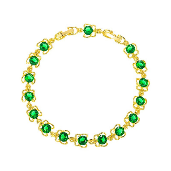 Jewelry Alloy Emerald Butterfly Bracelet Women Palace Style Electroplating