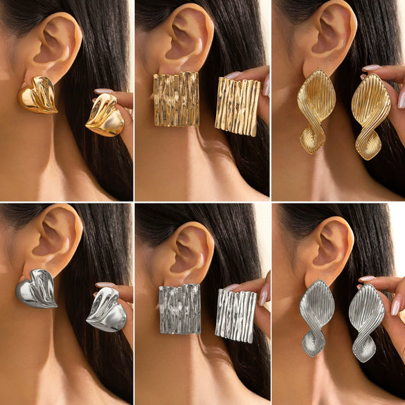 Jewelry Alloy Exaggerated Geometric Square Electroplated Earrings For Women