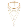 Jewelry Alloy Exaggerated Portrait Coin Multielement Retro Relief Flower Plate Imitation Pearl Geometric Ochain Electroplated Necklace For Women