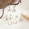 Jewelry Alloy Exaggerated Star Flower Electroplated Earrings For Women