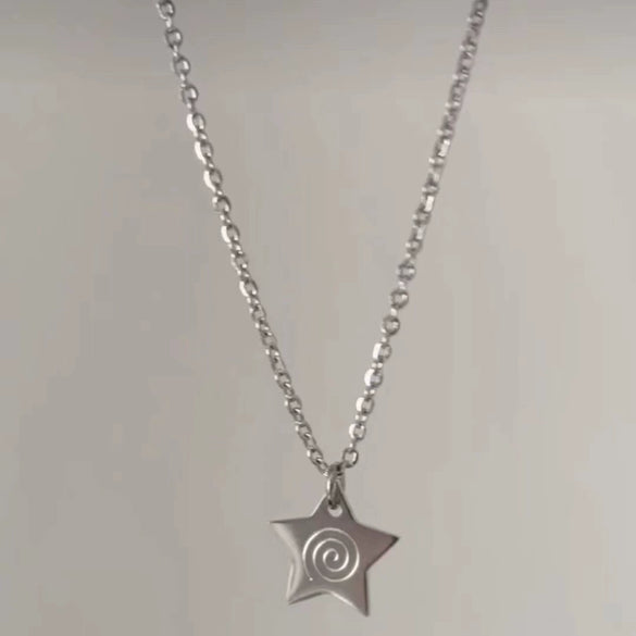 Jewelry Alloy Fivepointed Star Spiral Pattern Electroplating Necklace For Women