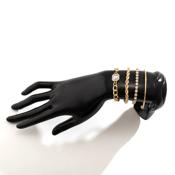 Jewelry Alloy Full Twist Chain Bracelet Geometric Style Diamond Design For Women