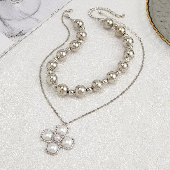 Jewelry Alloy Geometric Beaded Necklace Electroplating Punk Hiphop Style For Women