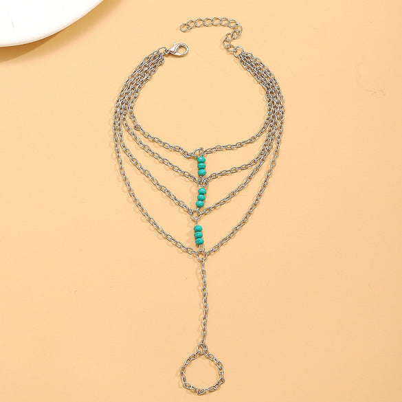 Jewelry Alloy Geometric Beaded Women's Multilayer Chain Bracelet With Electroplating