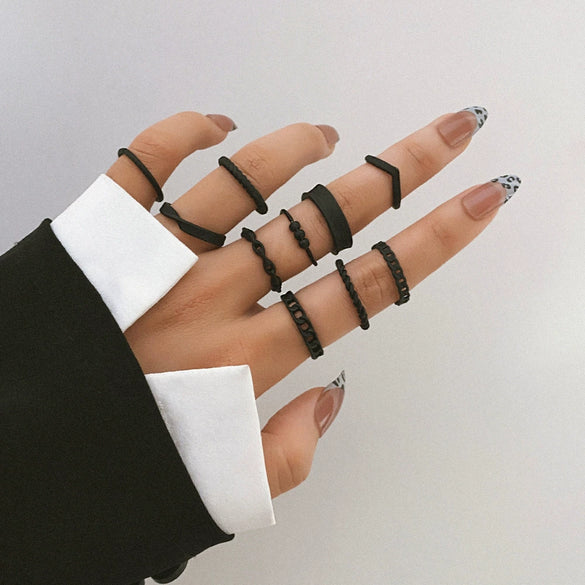 Jewelry Alloy Geometric Black Butterfly Electroplated Women's Ring Set