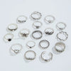 Jewelry Alloy Geometric Black Gemstone Ring Set With Electroplating