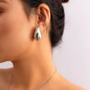 Jewelry Alloy Geometric Comma Water Drop Pendant Necklace With Electroplating And Snake Bone Chain For Women