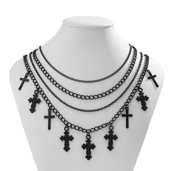 Jewelry Alloy Geometric Cross Chain Necklace Electroplated For Women Sweet And Cool Style