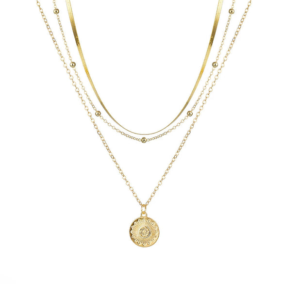 Jewelry Alloy Geometric Cross Heartshaped Pendant Multilayer Necklace With Diamond For Women