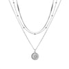Jewelry Alloy Geometric Cross Heartshaped Pendant Multilayer Necklace With Diamond For Women