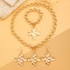 Jewelry Alloy Geometric Cross Pendant Necklace Electroplated Cold Style Clavicle Chain For Women