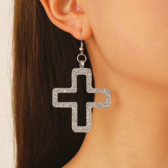 Jewelry Alloy Geometric Cross Pendant Necklace Electroplated Cold Style Clavicle Chain For Women