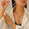 Jewelry Alloy Geometric Cross Pendant Necklace Electroplated Cold Style Clavicle Chain For Women