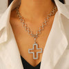 Jewelry Alloy Geometric Cross Pendant Necklace Electroplated Cold Style Clavicle Chain For Women