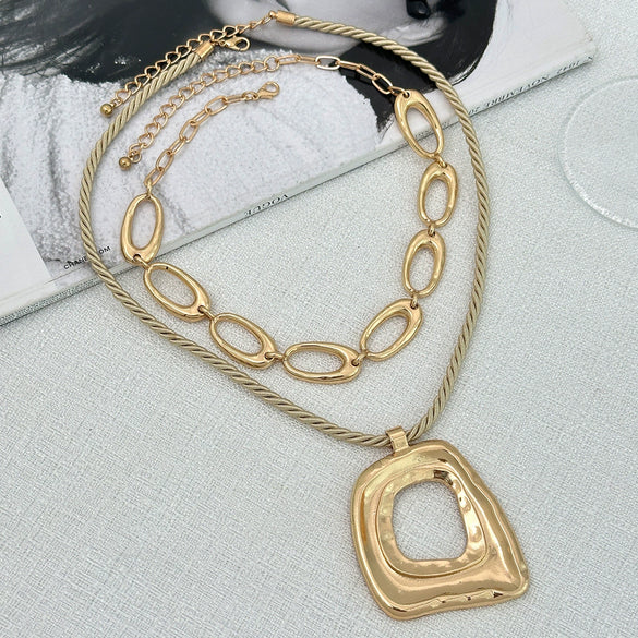 Jewelry Alloy Geometric Cross Pendant Necklace Electroplating Light Luxury Style