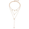 Jewelry Alloy Geometric Crystal Tassel Clavicle Necklace Cold Style Simple Multi Layer Stacked Diamond Design