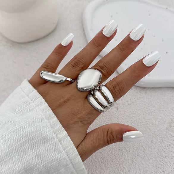 Jewelry Alloy Geometric Curved Open Ring Simple Style Electroplated