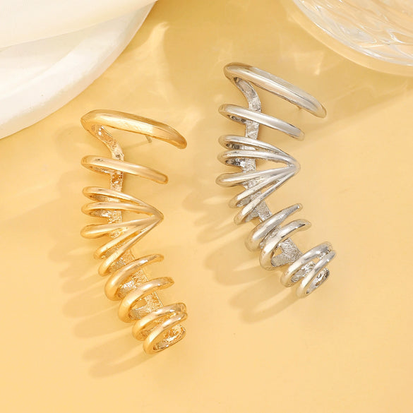 Jewelry Alloy Geometric Cut Out Semicircular Wheel Tragus Clip Earring Electroplating Women's Style