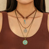 Jewelry Alloy Geometric Devil's Eye Pendant Necklace With Leather Wax Thread Iron Chain Rice Beads Acrylic Crystal Electroplating For Women