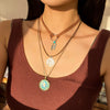 Jewelry Alloy Geometric Devil's Eye Pendant Necklace With Leather Wax Thread Iron Chain Rice Beads Acrylic Crystal Electroplating For Women