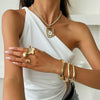 Jewelry Alloy Geometric Electroplated Asymmetrical Spiral Pendant Necklace And Bracelet