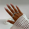 Jewelry Alloy Geometric Exaggerated Asymmetrical Open Ring Set Electroplating Niche Style