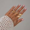 Jewelry Alloy Geometric Exaggerated Asymmetrical Open Ring Set Electroplating Niche Style