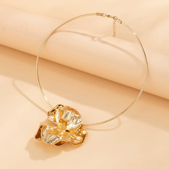 Jewelry Alloy Geometric Flower Metal Choker Collar Necklace For Women
